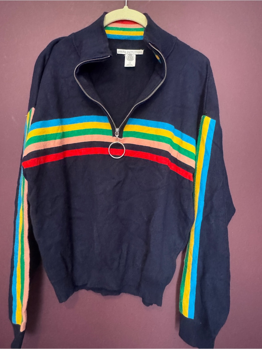 UO Quarter Zip Striped Sweater